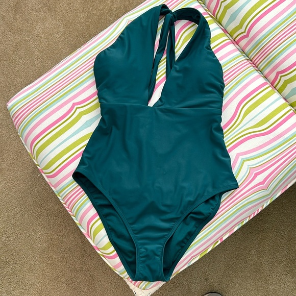Shade & Shore dark green one piece swimsuit size s 4-6 - Picture 1 of 4